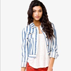 White Striped Denim Jacket 